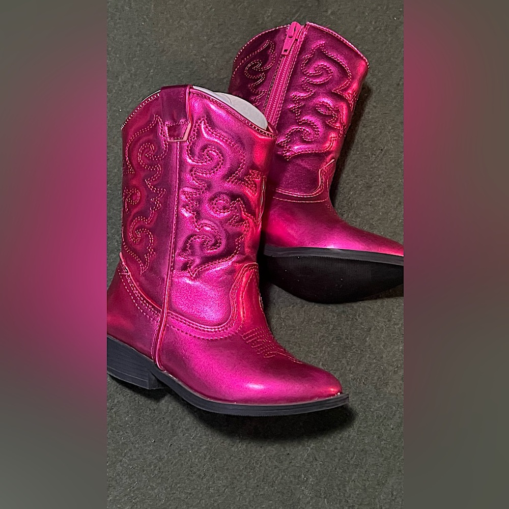 Tucker + Tate Metallic Pink Cowboy Boots 9C